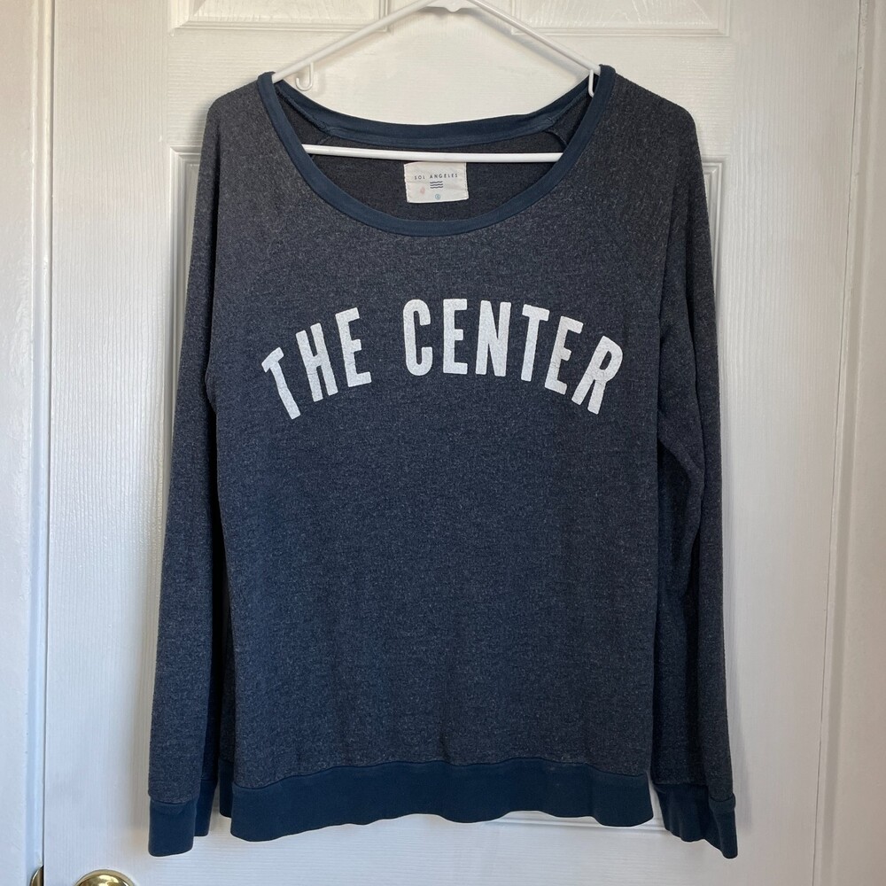 Sol Angeles The Center navy crewneck sweatshirt boat neck pullover vintage wash